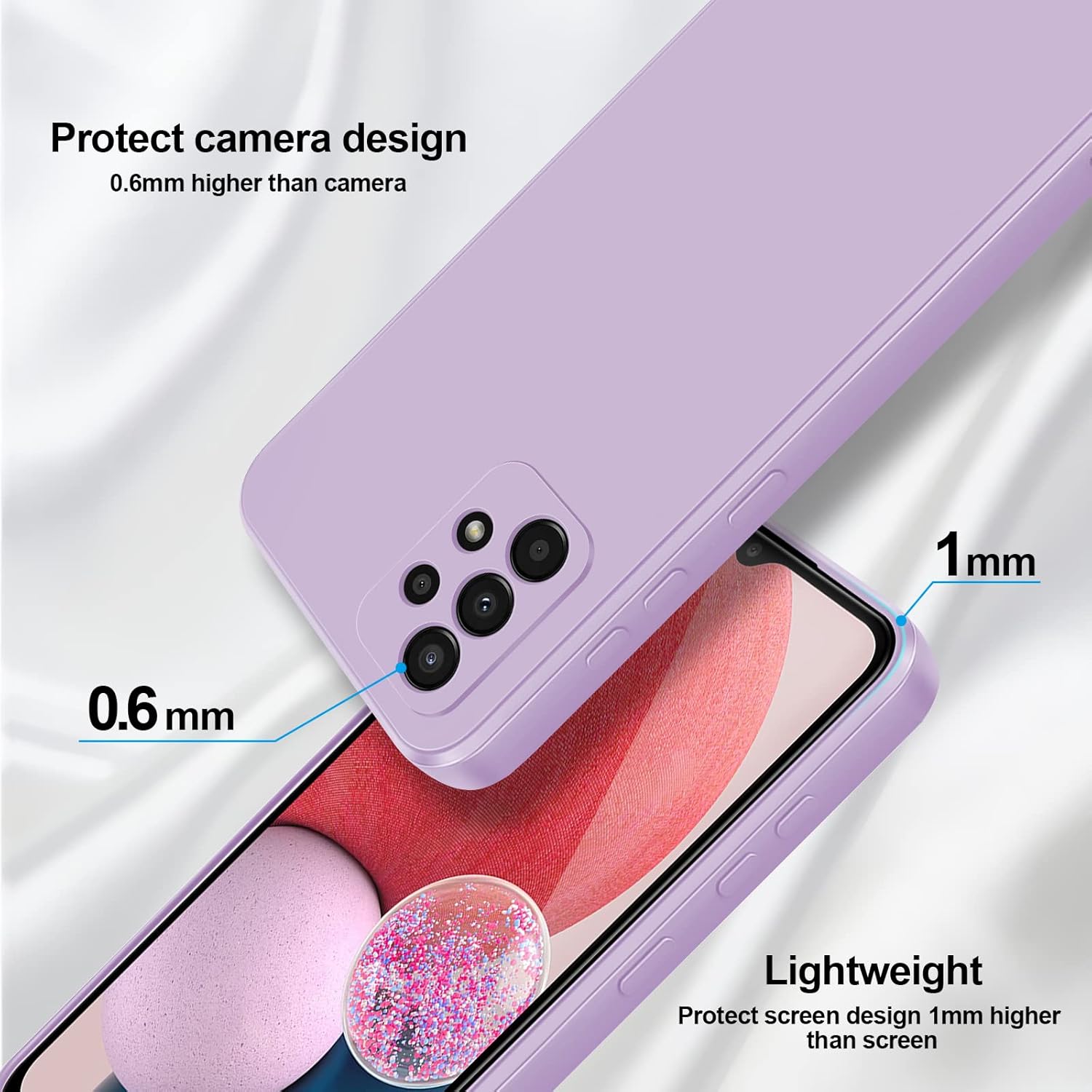 Detalle 2 de GiiYoon Hülle für Samsung Galaxy A13 4G – Liquid Silicone Case, Rundumschutz in Lila