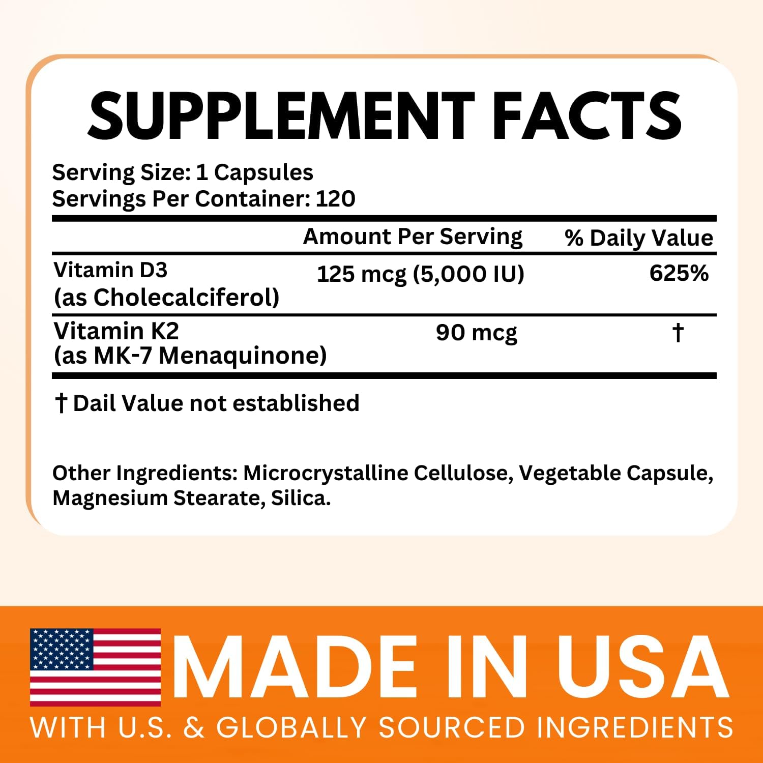 Thumbnail 1 de VITBOOST Vitamin D3 K2 Complex, 5,000 IU D3, MK-7, 120 Capsules