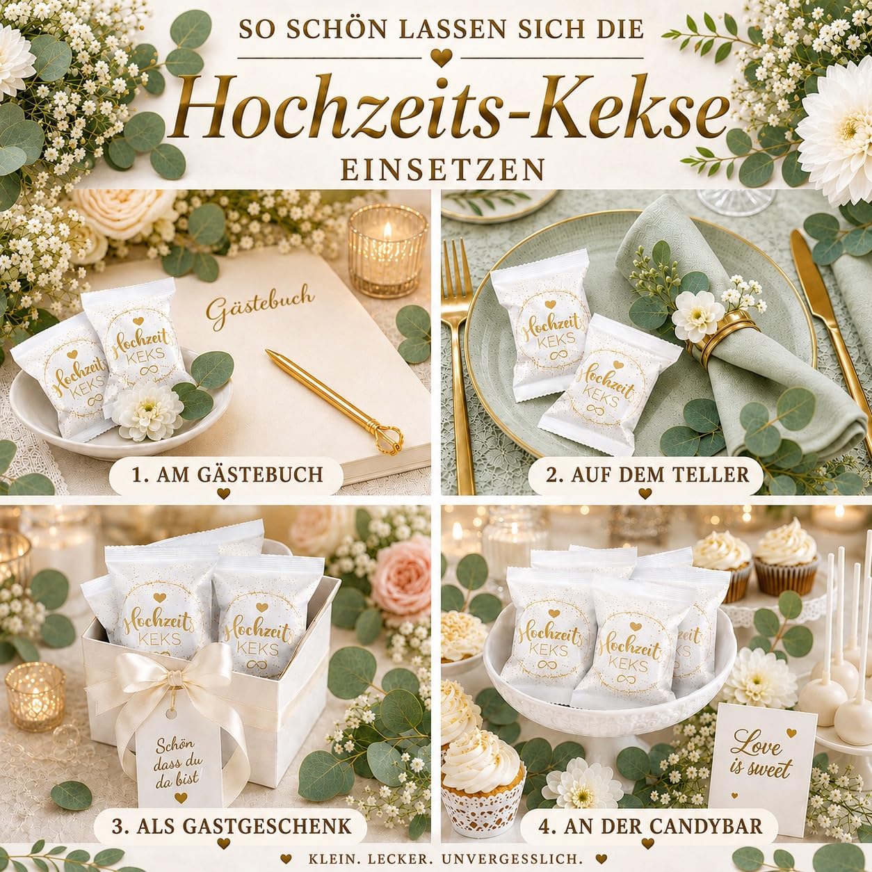 Thumbnail 5 de 25er Box Hochzeits-Kekse – Vegane Glückskeks für Hochzeitsdeko & Candybar