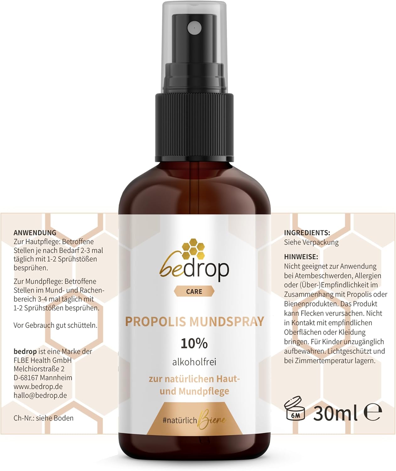 Thumbnail 6 de bedrop Propolis Extrakt Spray als Mundspray (30 ml) alkoholfrei & wasserlöslich – auch für Kinder & Tiere