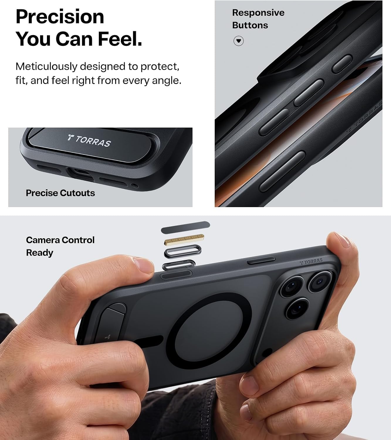 Thumbnail 6 de TORRAS Stronger Magnetic Stand Case for iPhone 18 Pro Max, MagSafe, Black
