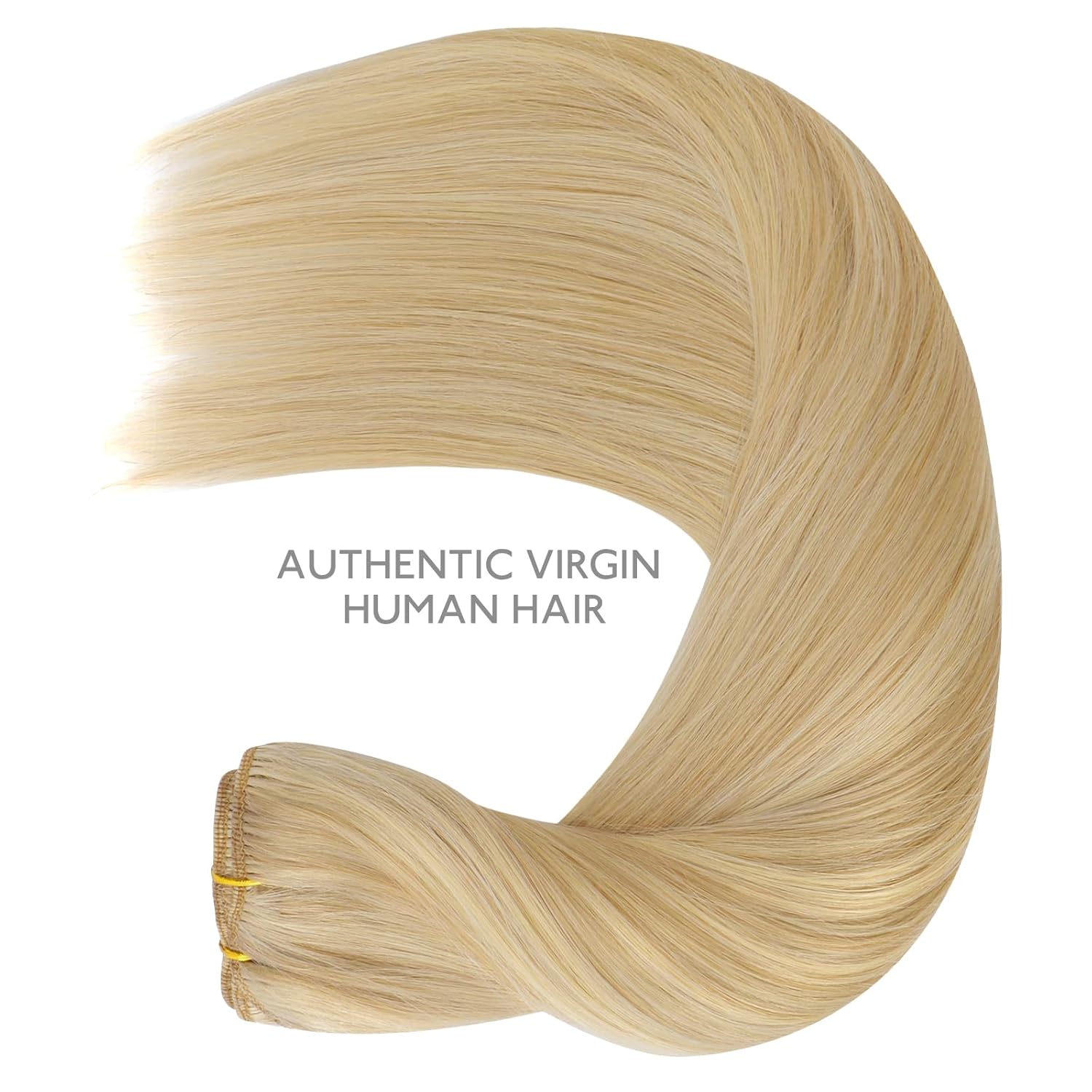 Detalle de WENNALIFE Clip-in Echthaar Extensions, 35 cm, Hellblond Highlights Goldblond – 7 Teile, 120 g