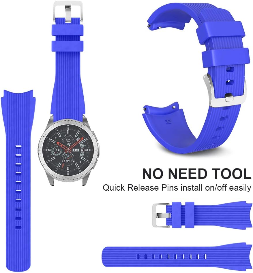 Thumbnail 4 de NotoCity Galaxy 46mm Soft Silicone Replacement Strap (22mm) for Gear S3 & Huawei Watch – Royal Blue