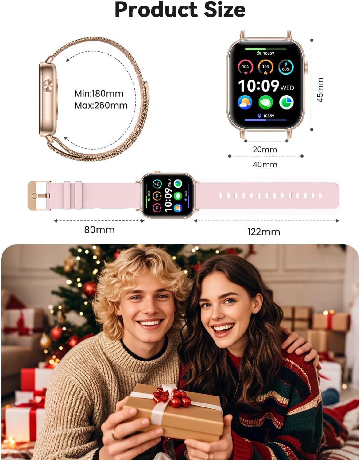 Thumbnail 7 de Fitonme Reloj Inteligente Mujer ⌚ 2 Correas IP68 Rosa Oro