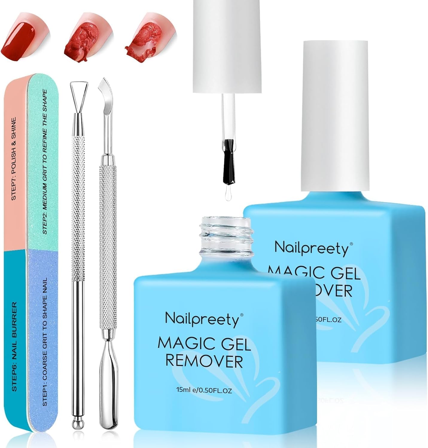 2 Piezas Removedor de Esmalte Gel 3 en 1