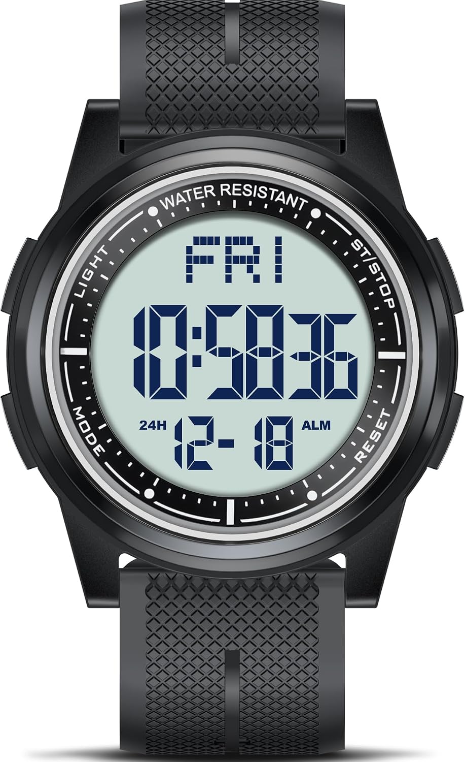Detalle de WIFORT Mens Waterproof Digital Sports Watch (5ATM) with Countdown, Dual Time, Stopwatch & Backlight