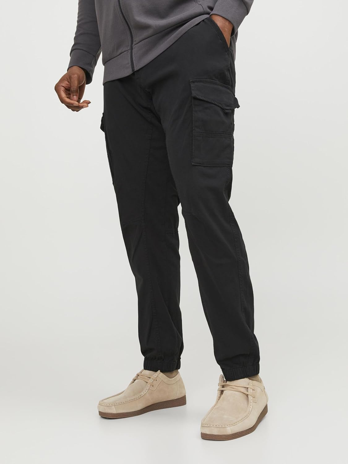 Thumbnail 1 de JACK & JONES Mens Stretch Cuffed Cargo Pants (Cotton) — Slim Tapered ankle-height cargo trousers