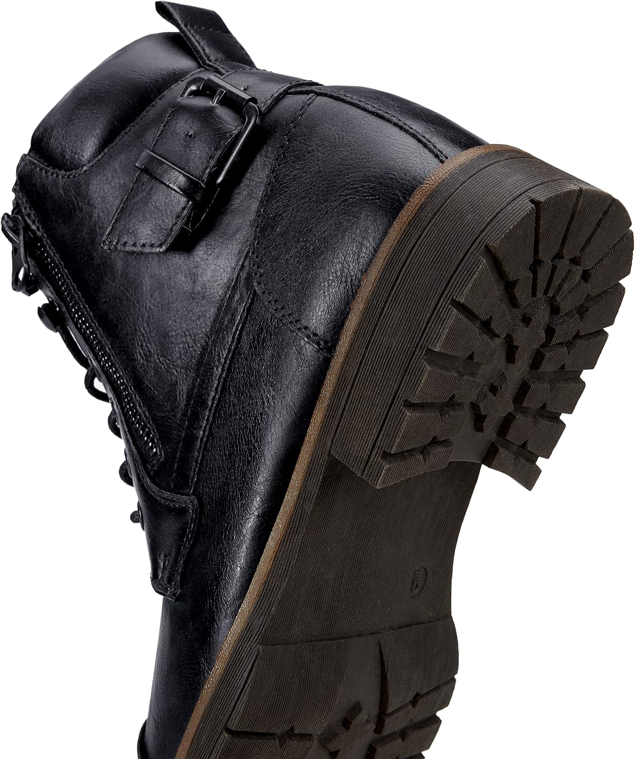 Detalle 2 de Vostey Men's Motorcycle Combat Boots with Side Zipper and Waterproof Upper
