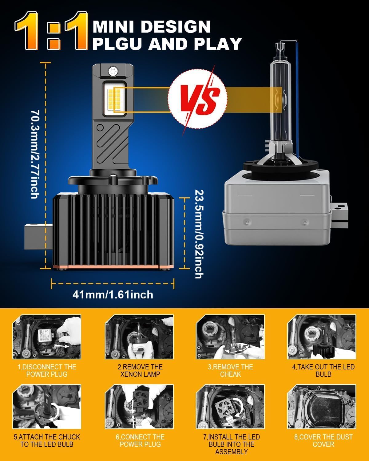 Thumbnail 6 de KATUR D3S/D3R LED Headlight Bulbs (Pack of 2) Plug and Play Xenon White 6500K