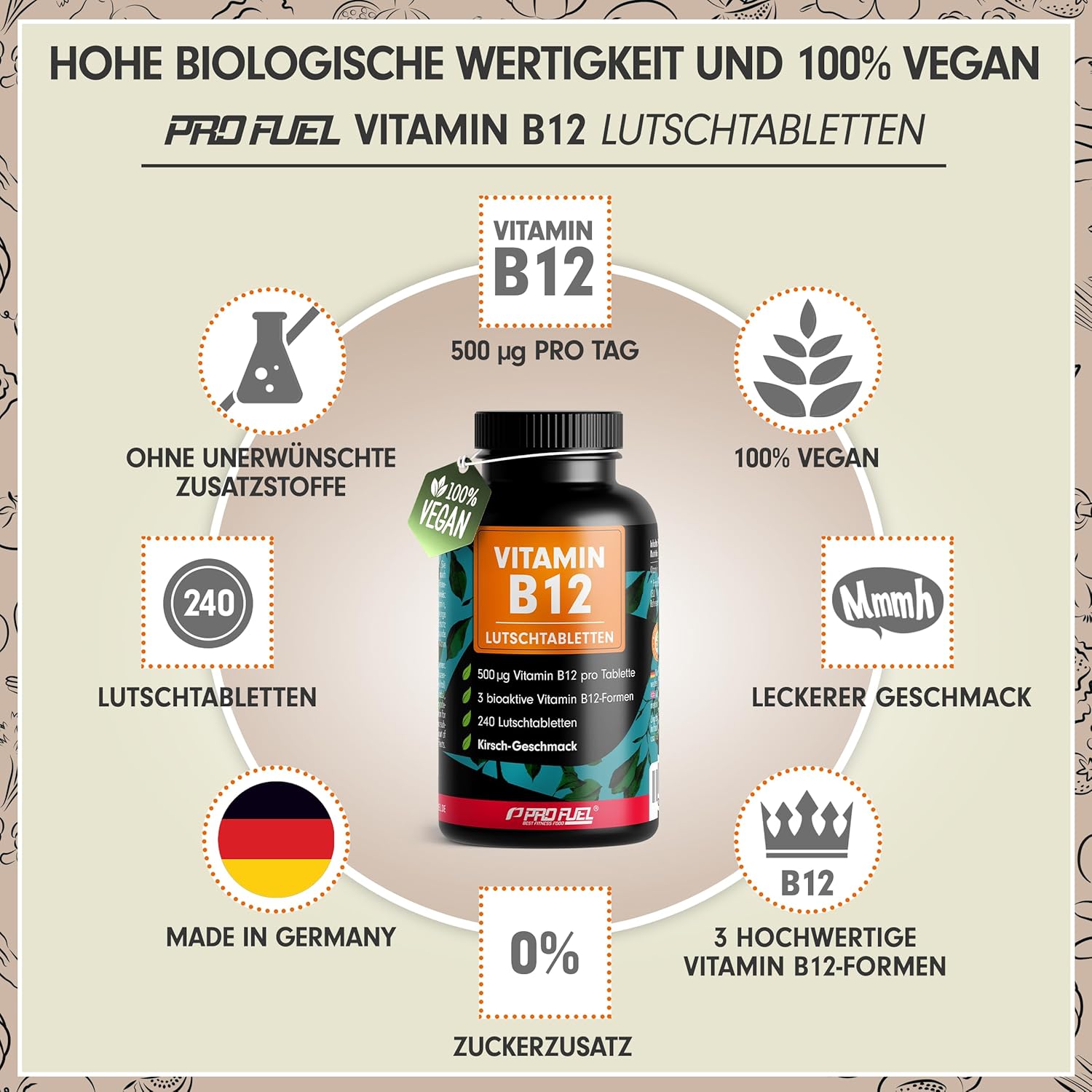 Thumbnail 1 de Vitamin B12 Lutschtabletten 500 µg, 240 Stück 🍬