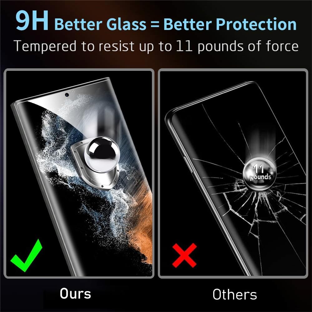 Thumbnail 2 de Samcorn 3-Pack Galaxy S22 Ultra Screen Protector (HD Clear Tempered Glass, Fingerprint Unlock)