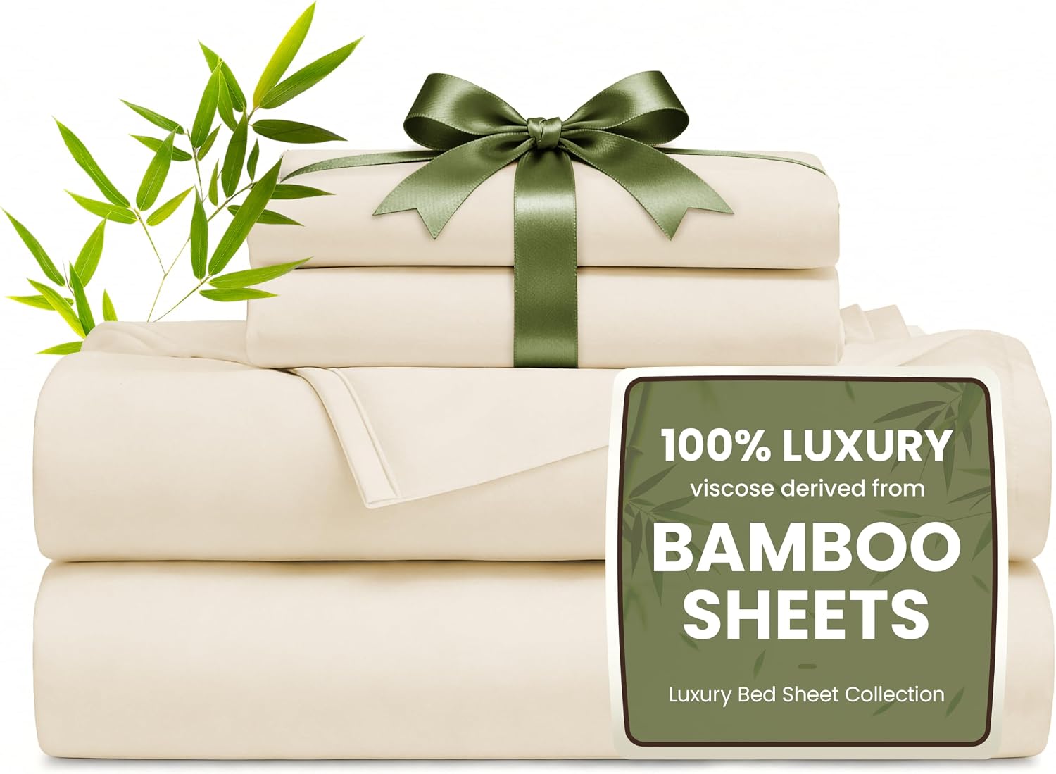 Detalle de Love's Cabin 4 Piece Queen Sheet Set: 100% Rayon Derived from Bamboo, Cooling & Breathable