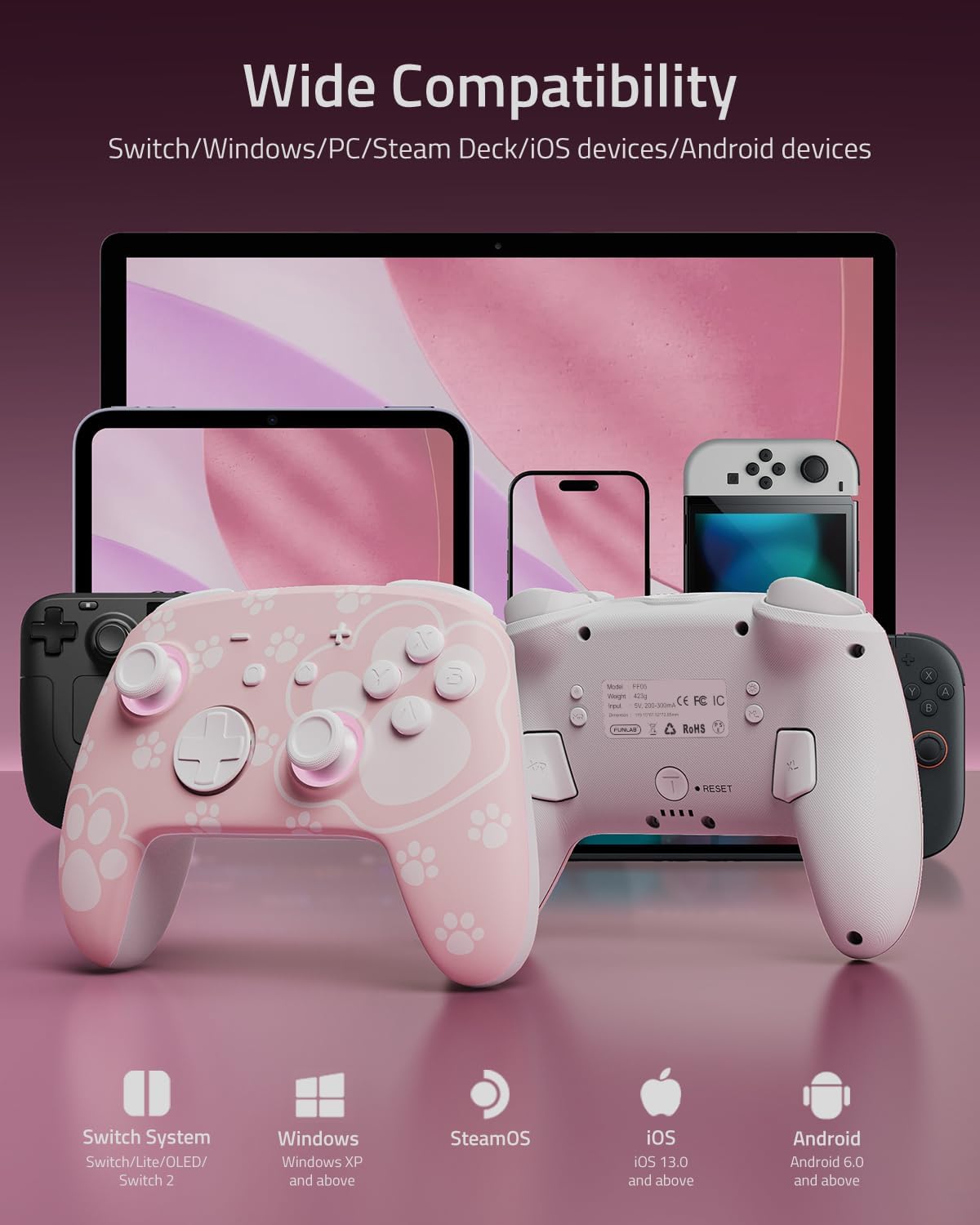 Detalle 2 de Switch 2 Pro Controller Cat Paw Pink