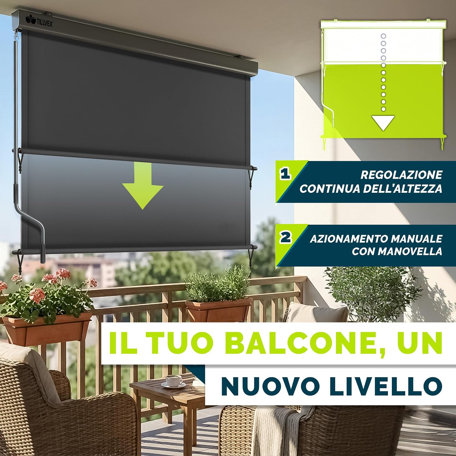 Detalle 2 de tillvex Tenda da sole verticale 200 x 250 cm