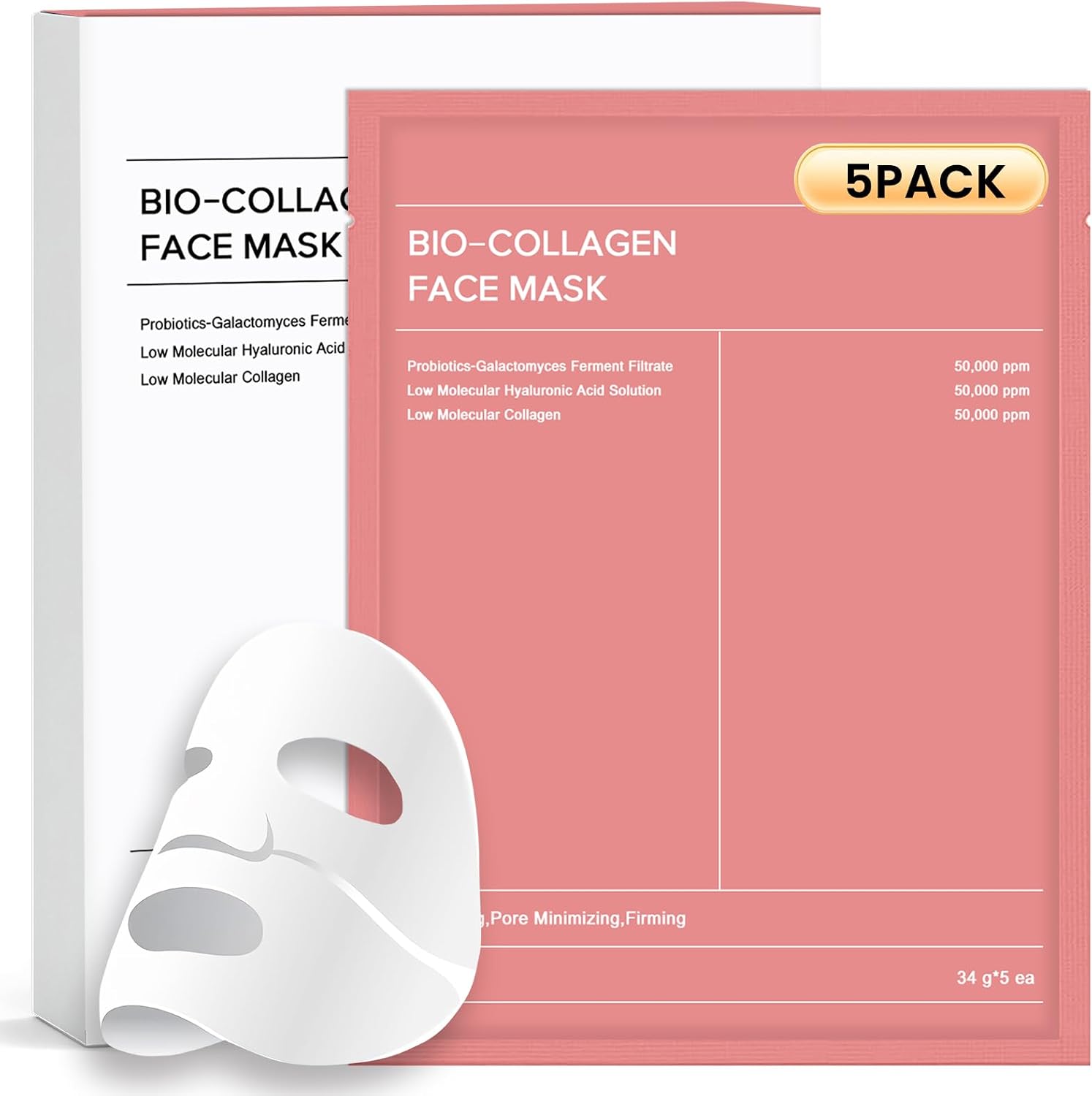Detalle de Chiosa Bio-Collagen Real Deep Mask gezichtsmasker, hydrogel, 5 stuks