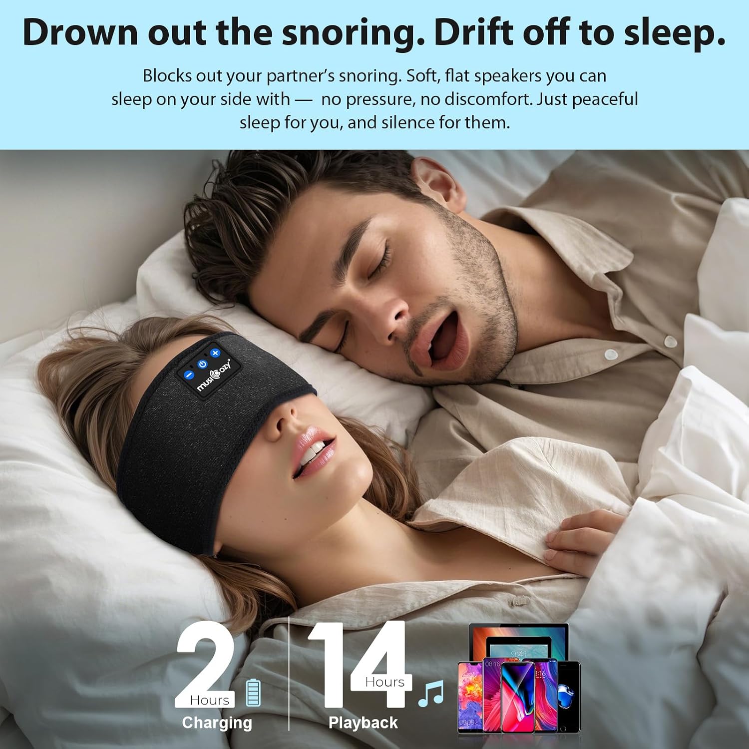 Detalle de MUSICOZY Sleep Headphones 14H wireless headband