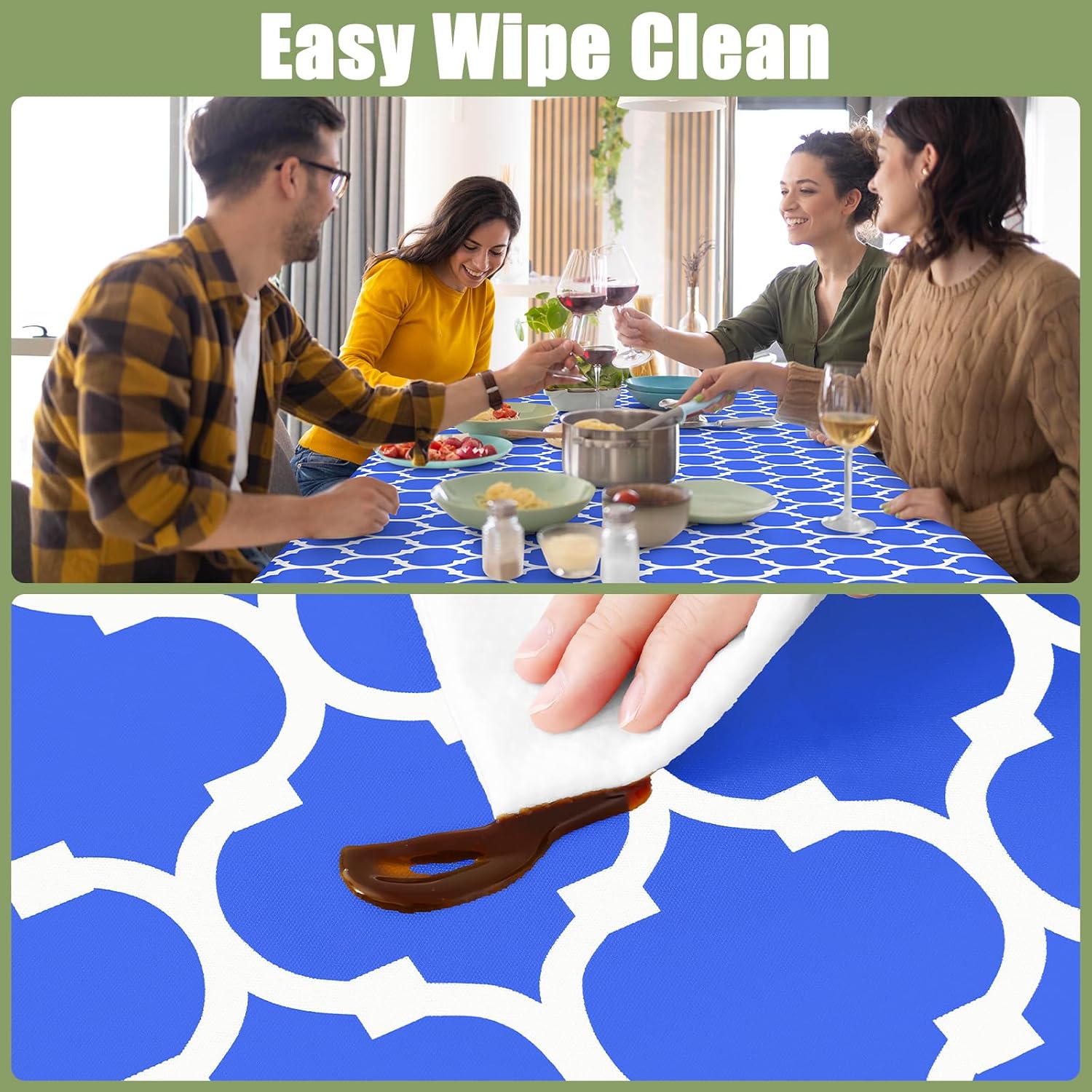 Detalle de Smiry Rectangle Picnic Table Cover (Waterproof Elastic Fitted) 30x72 Inches, Blue