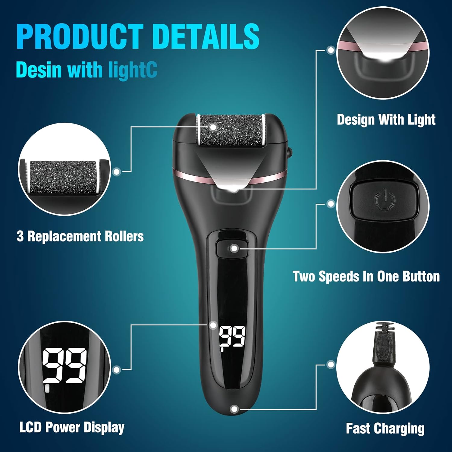 Detalle 2 de Wetisedg® Electric Foot File 1200mAh