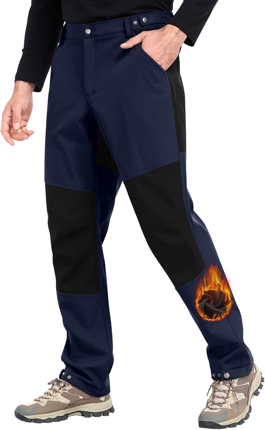 Detalle de Xnova Men's Winter Fleece Lined Hiking Trousers: Water-Repellent Cargo Utility