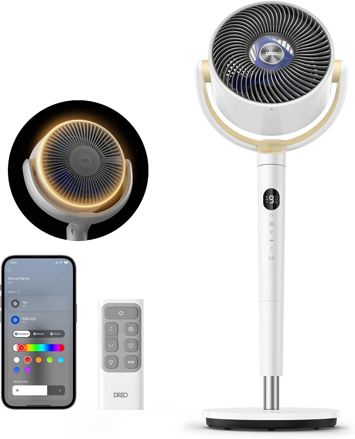 Detalle de Dreo Smart Fan 37–42" Wi‑Fi floor fan
