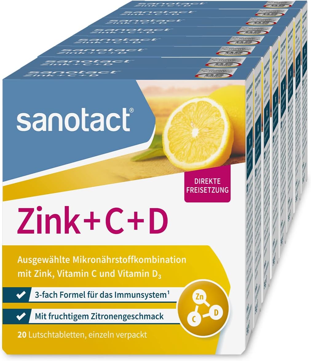 Detalle de sanotact Zink + C + D Lutschtabletten – 8 × 20 Stück