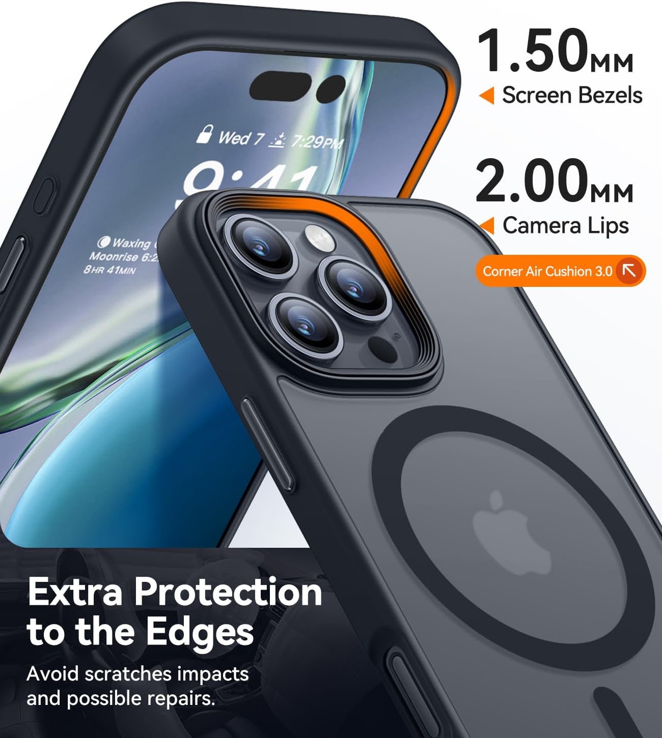 Detalle de CANSHN Coque Magnétique pour iPhone 16 Pro (6,3 pouces) – Revêtement mate, protection complète et compatibilité MagSafe