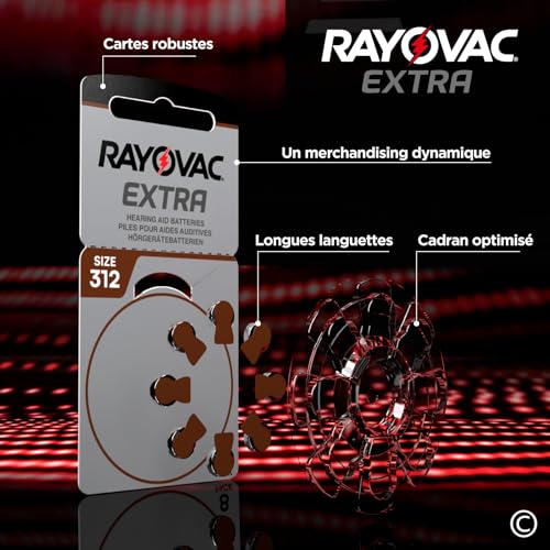 Detalle de Rayovac Extra taille 312, piles auditives zinc-air 1,45 V sans mercure