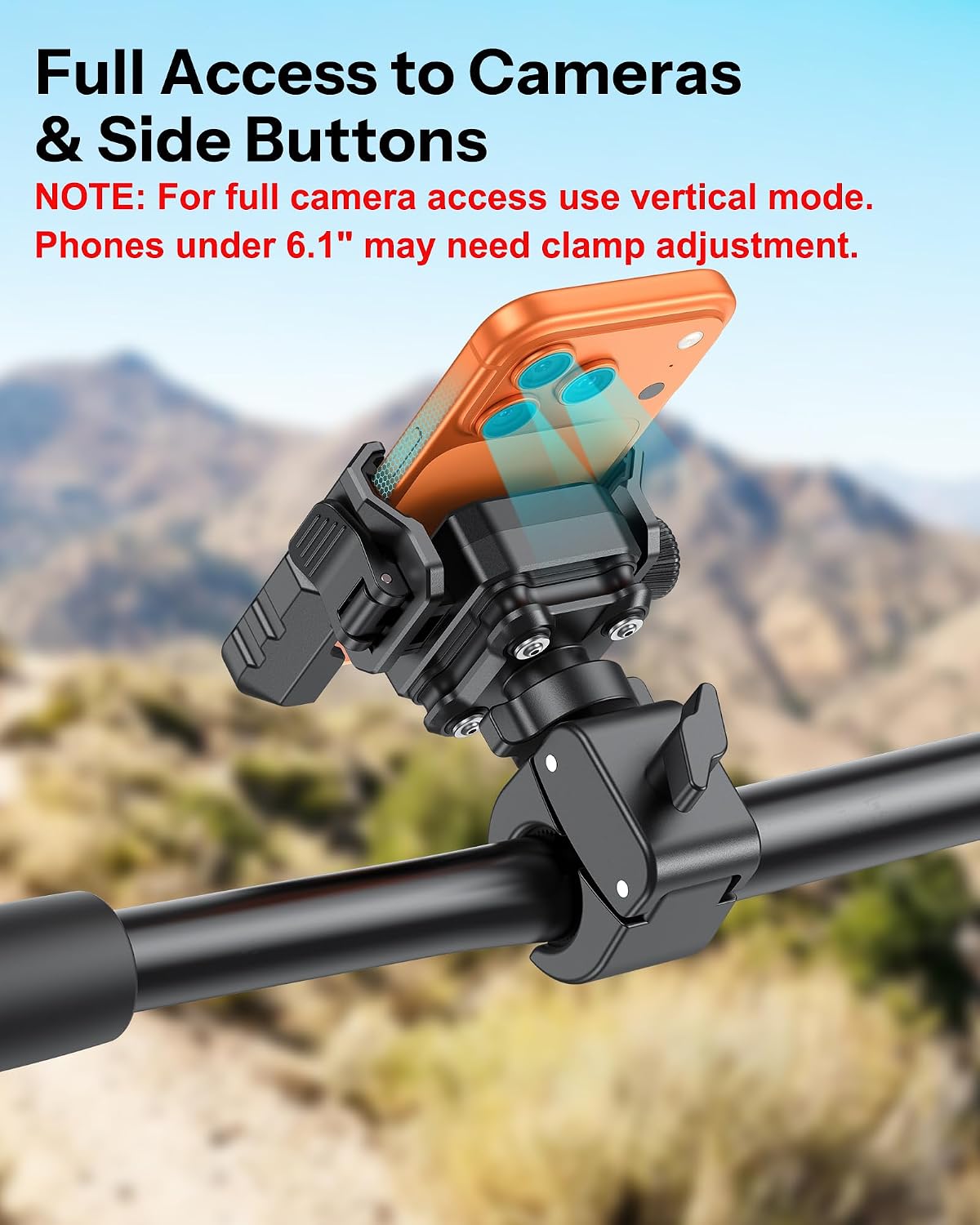 Thumbnail 3 de OMOTON BK01 Anti-Vibration Bike Phone Holder for Rearview Mirror & Handlebar