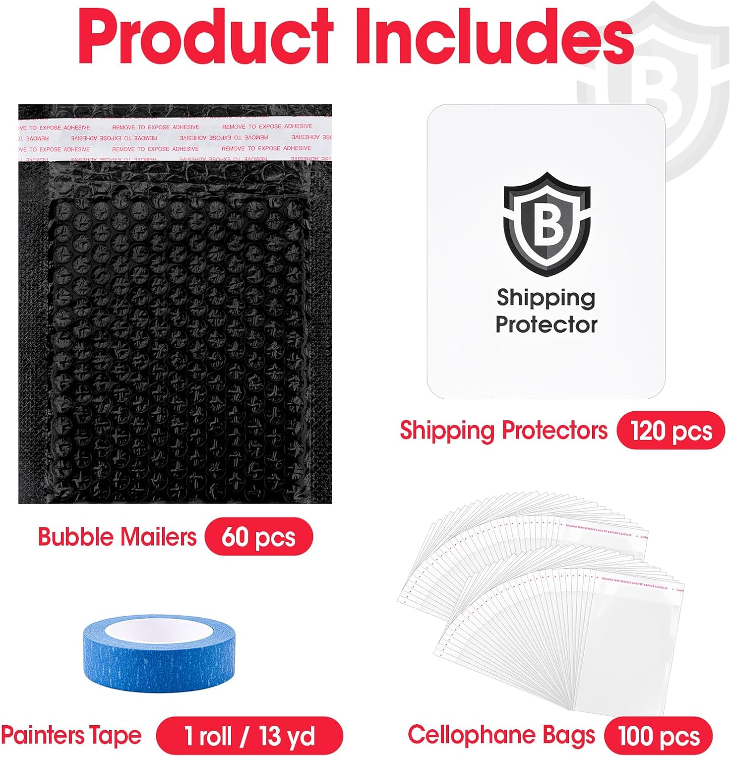 Detalle de BGUP Trading Card Shipping Kit with 120 Protectors, 60 Mailers and 100 Bags