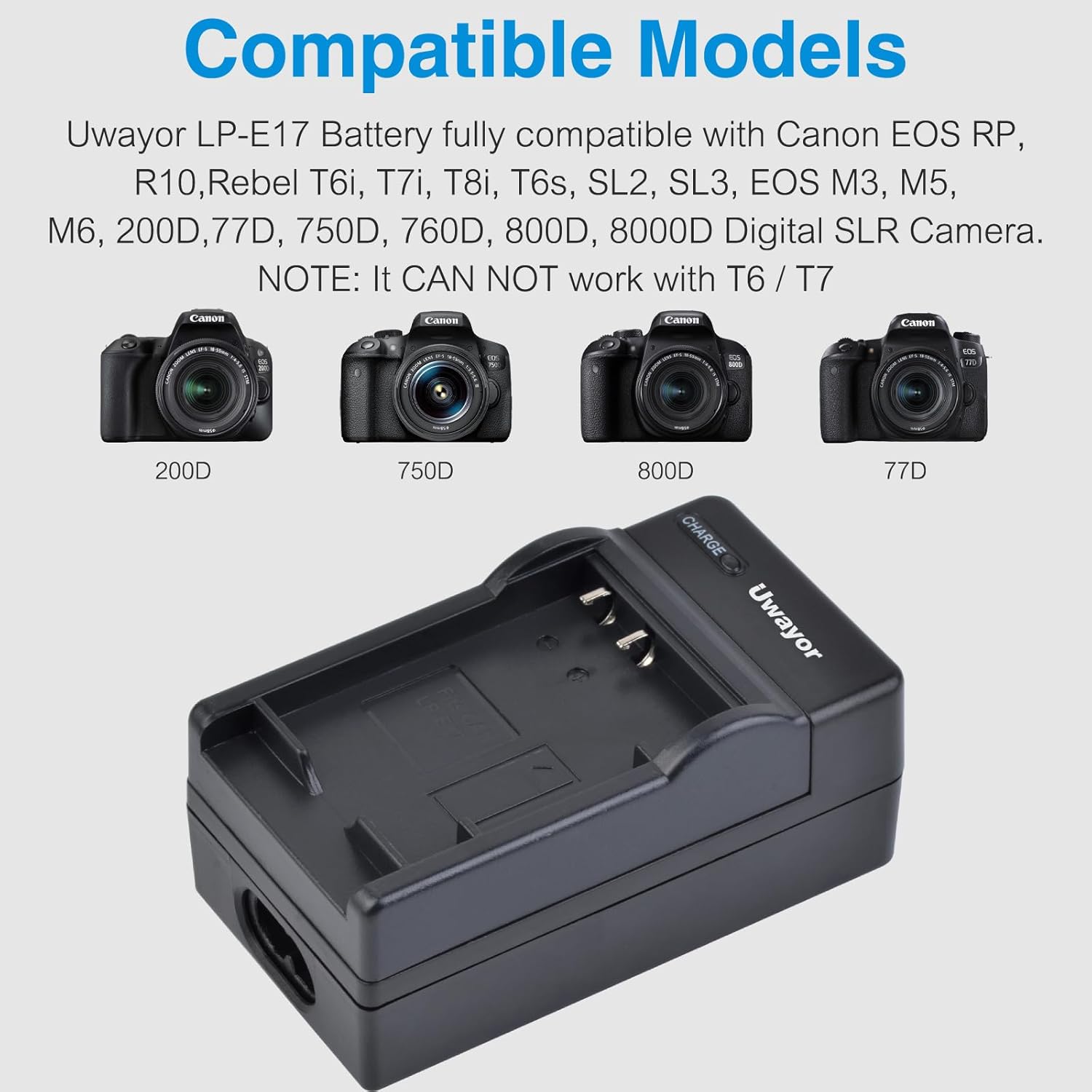 Detalle 2 de Uwayor 2-Pack LP-E17 Battery Charger Replacement Battery for Canon EOS DSLRs
