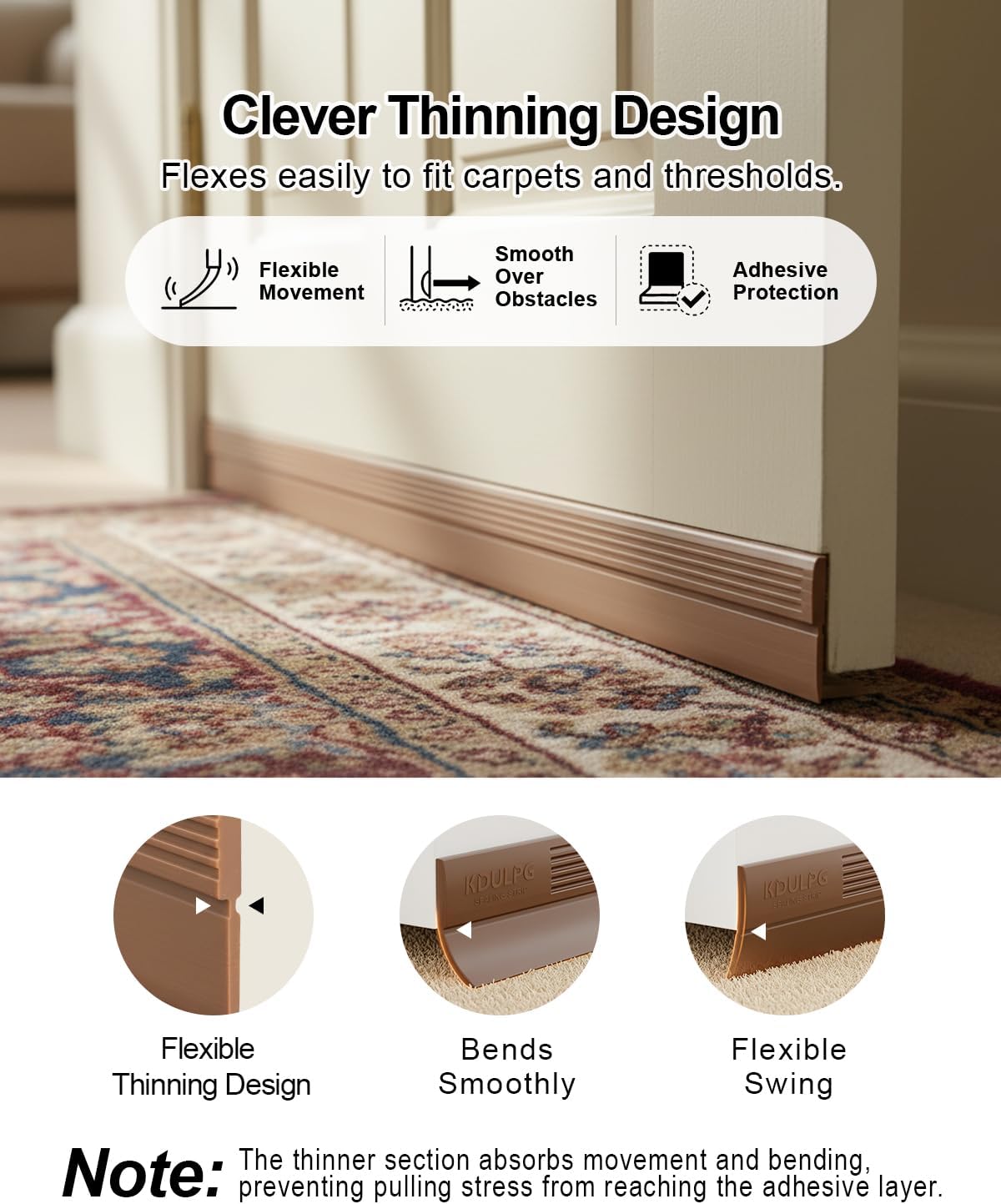 Thumbnail 3 de Silicone Draught Excluder Door Seal Strip (Self-Adhesive) – Coffee Colour