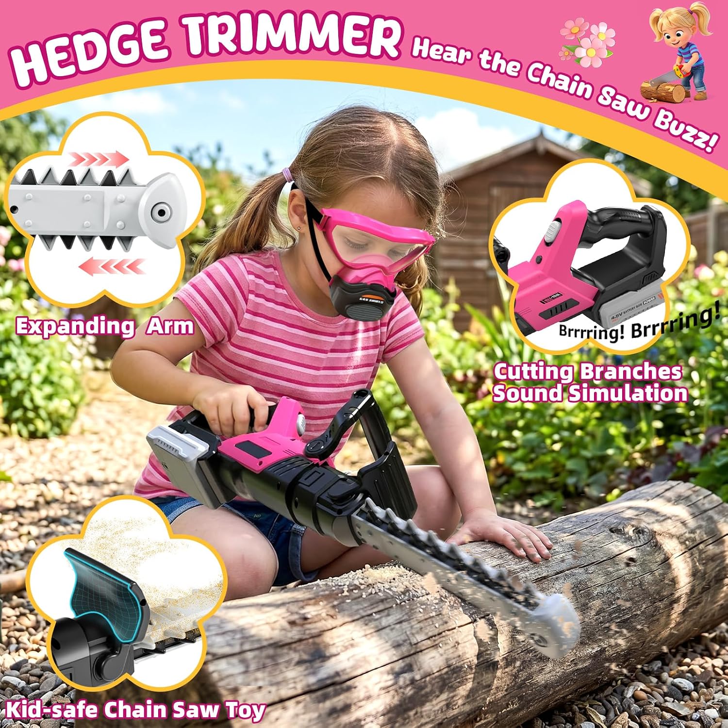 Detalle de maysida 778-156 3-in-1 tuingereedschap voor kinderen met licht en geluid