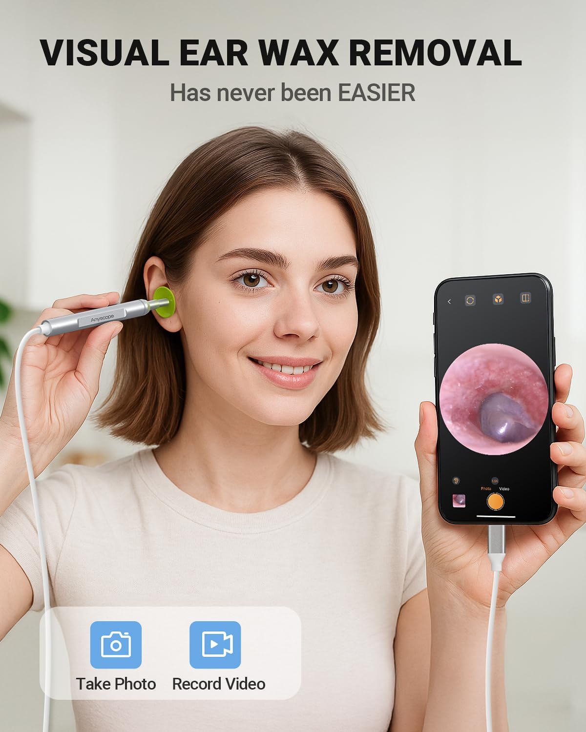 Detalle de AnyScope Digital Otoscope for iPhone & Android, 3.9 mm Camera, 6 LEDs