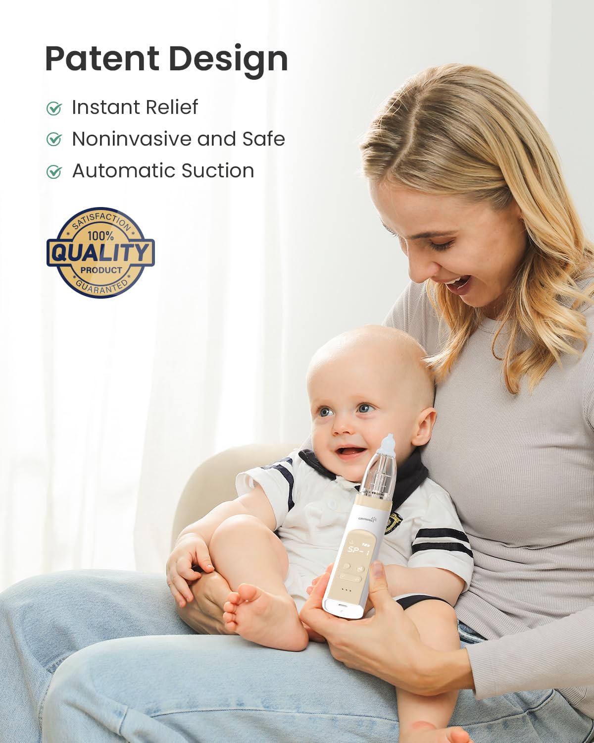 Thumbnail 5 de GROWNSY Electric Nasal Aspirator for Baby (Rechargeable, Light & Music) – Beige