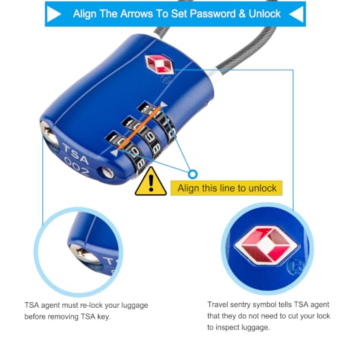 Thumbnail 1 de Diyife TSA Approved Luggage Locks with Flexible Steel Cable – Easy to Set Up