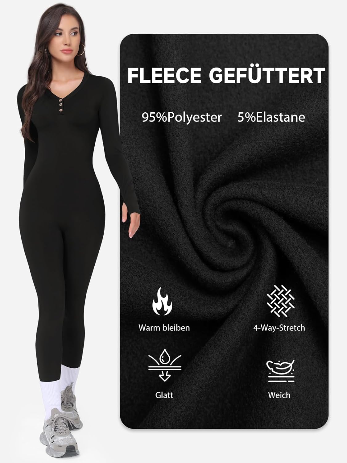 Thumbnail 3 de VUTRU Damen Sport-Jumpsuit langärmlig für Yoga – nahtloser Bodysuit/One-Piece
