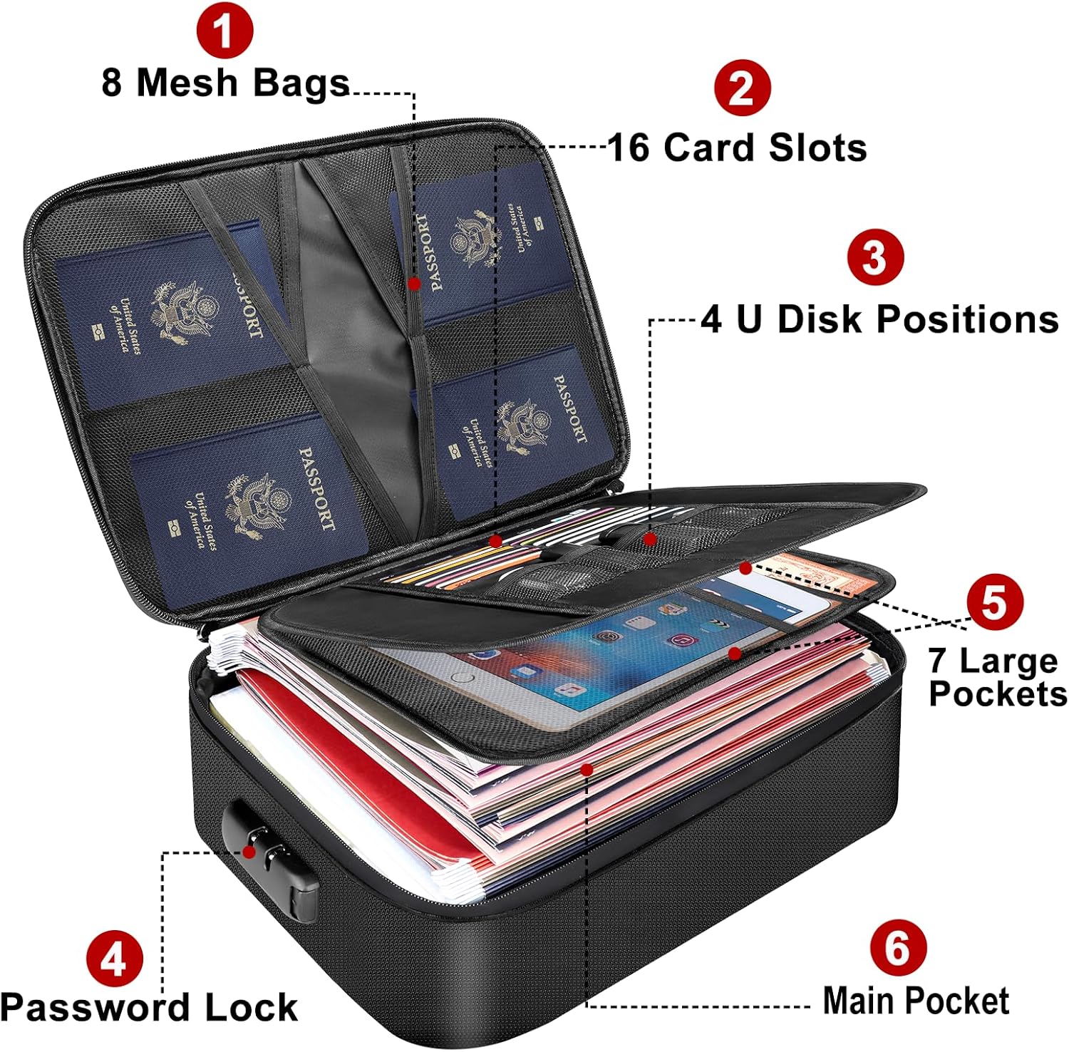 Thumbnail 2 de Tamfile Fireproof Document Box (Large) 14.2'' x 10.6'' x 4'' – 3-Layer Fireproof & Water-Resistant Storage with Lock