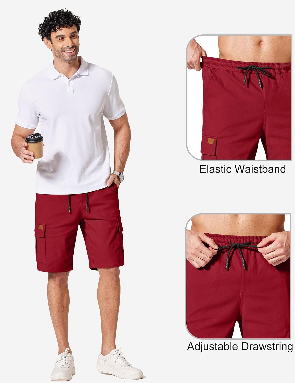 Detalle de COOFANDY Men's Cargo Shorts 10-Inch Inseam