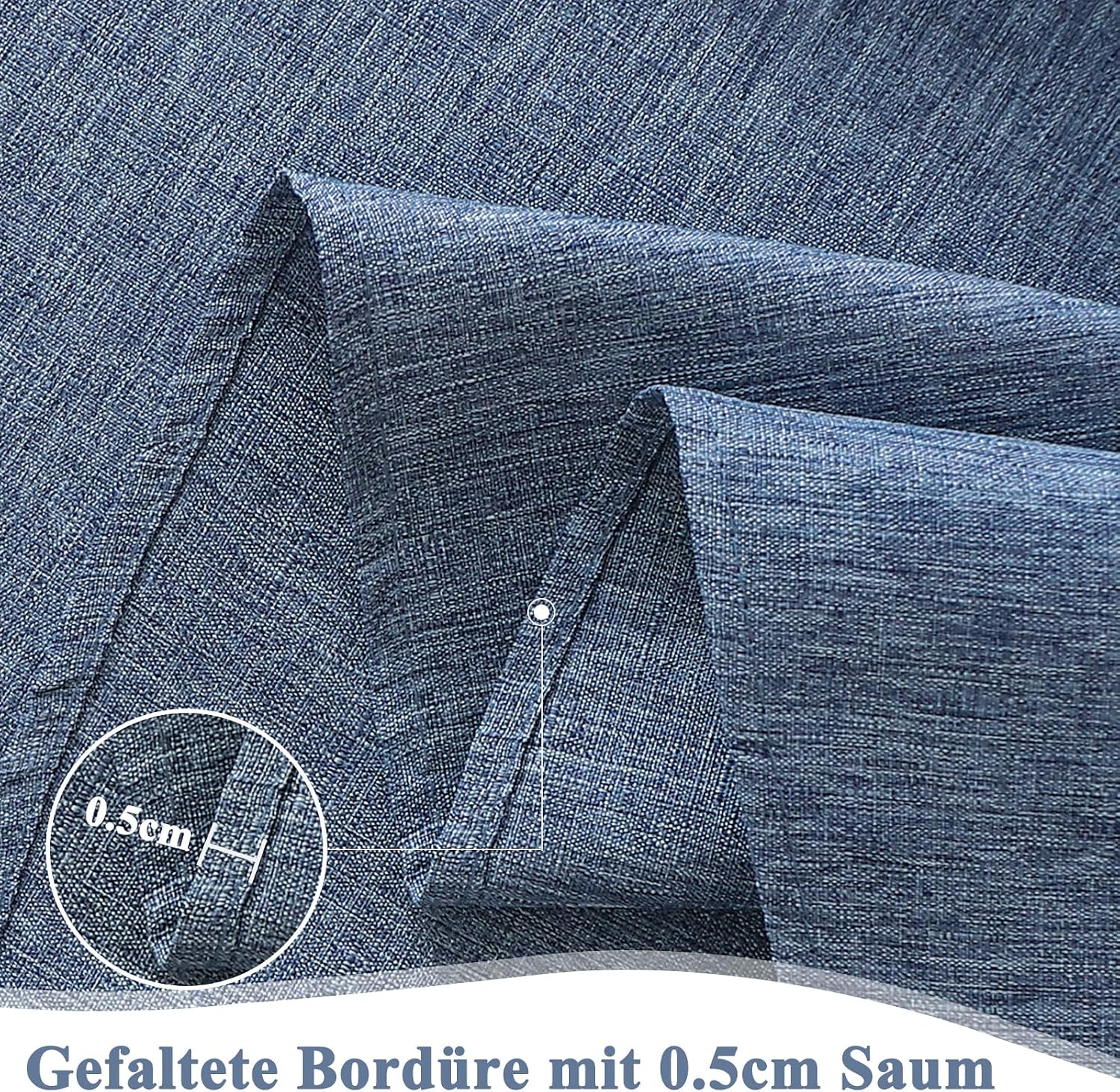 Detalle de AooHome Tischdecke Blau 130x160 cm – Leinen‑Optik, wasserabweisend, Lotus-Effekt, pflegeleicht
