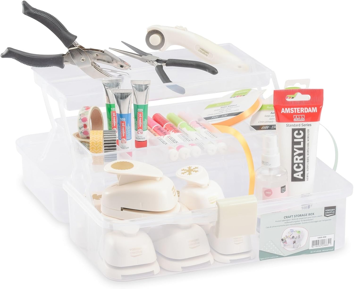 Detalle de Vaessen Creative Boîte de Rangement – Plateau avec 10 Compartiments, plastique transparent