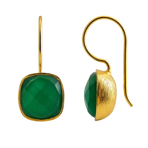Detalle de Grüne Onyx Ohrringe Gold Vergoldet 925 Silber von Sophia Rose Jewellery – handgefertigt