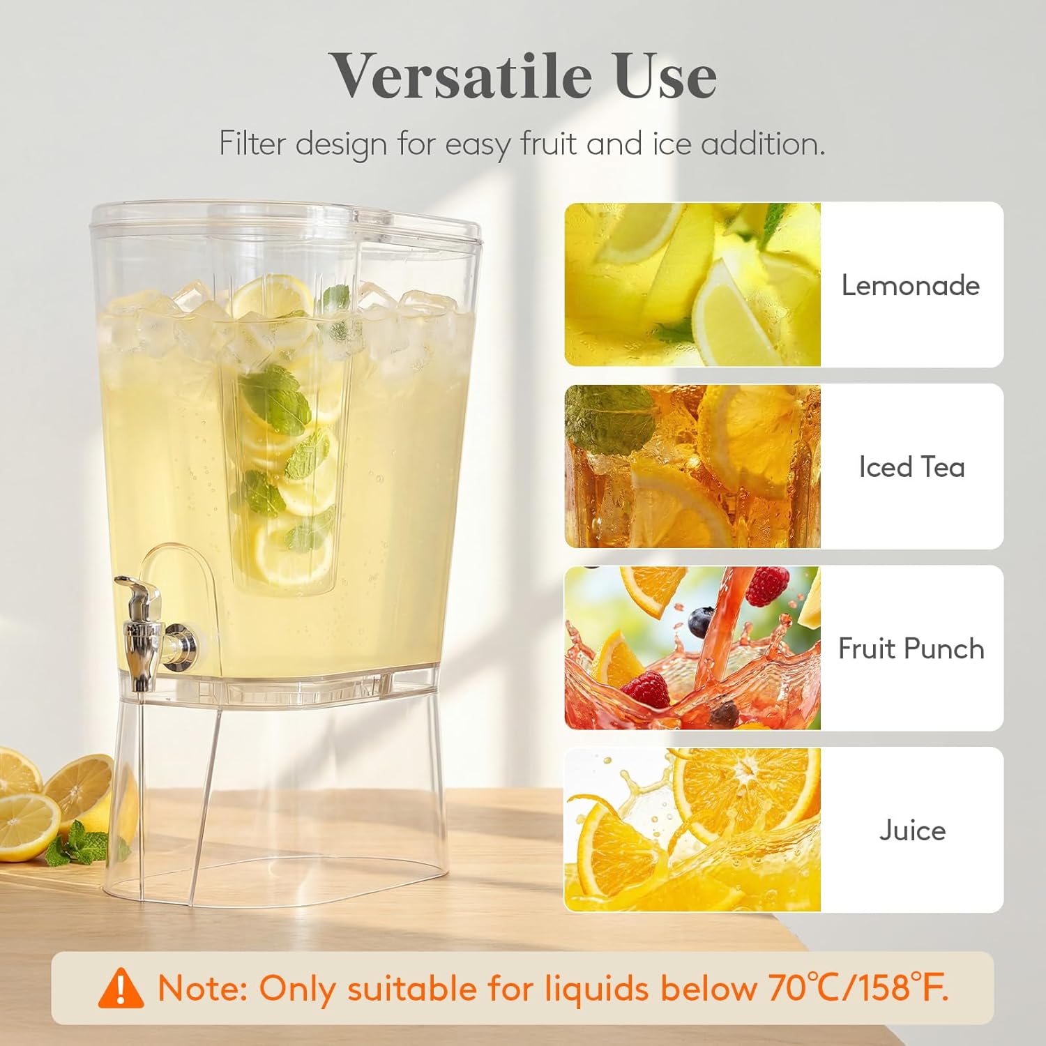 Thumbnail 5 de Lifewit 2 Gallon Drink Dispenser (2 Pack) with Spigot, Stand & Ice Core, BPA-Free