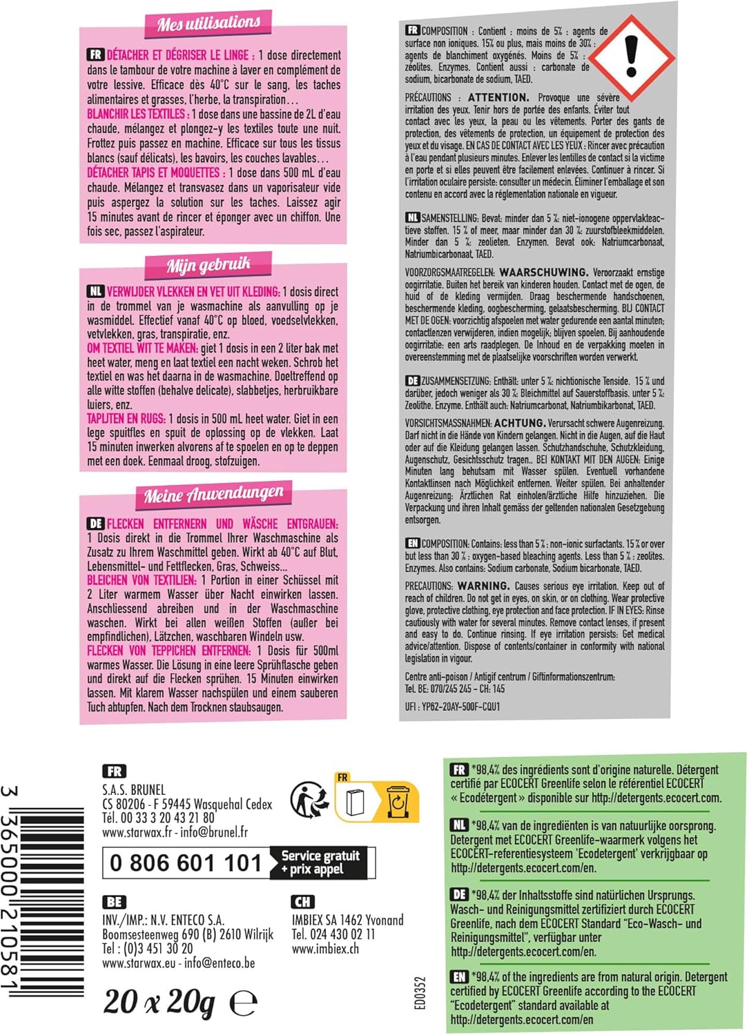 Thumbnail 6 de STARWAX The Fabulous – Doses prêtes à l’emploi en percarbonate de soude (20 doses de 20 g) pour raviver le blanc & les couleurs