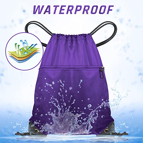 Thumbnail 4 de CHEPULA Drawstring Gym Bag, Large Purple Waterproof Sports Backpack