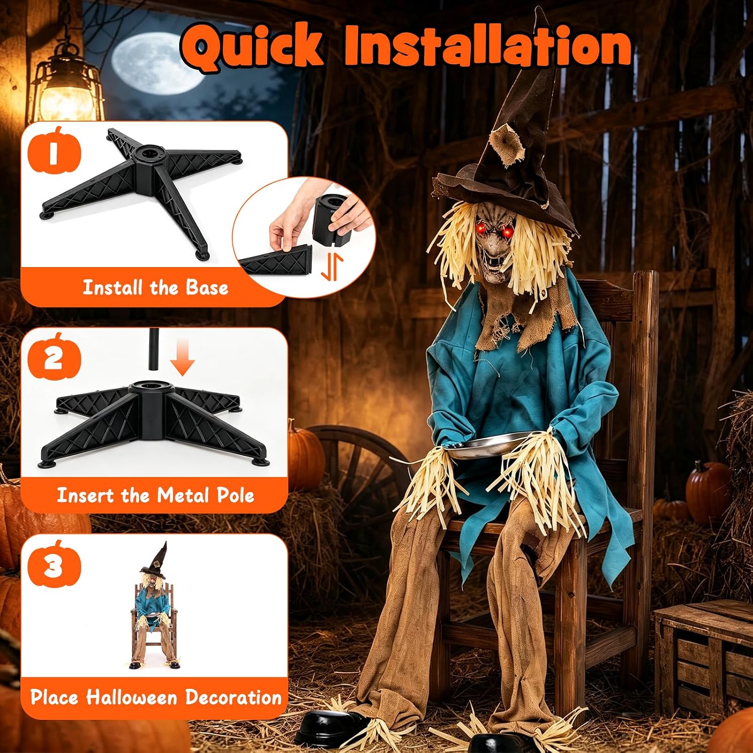 Detalle de Tangkula Animated Halloween Scarecrow Decoration, 5.2 ft