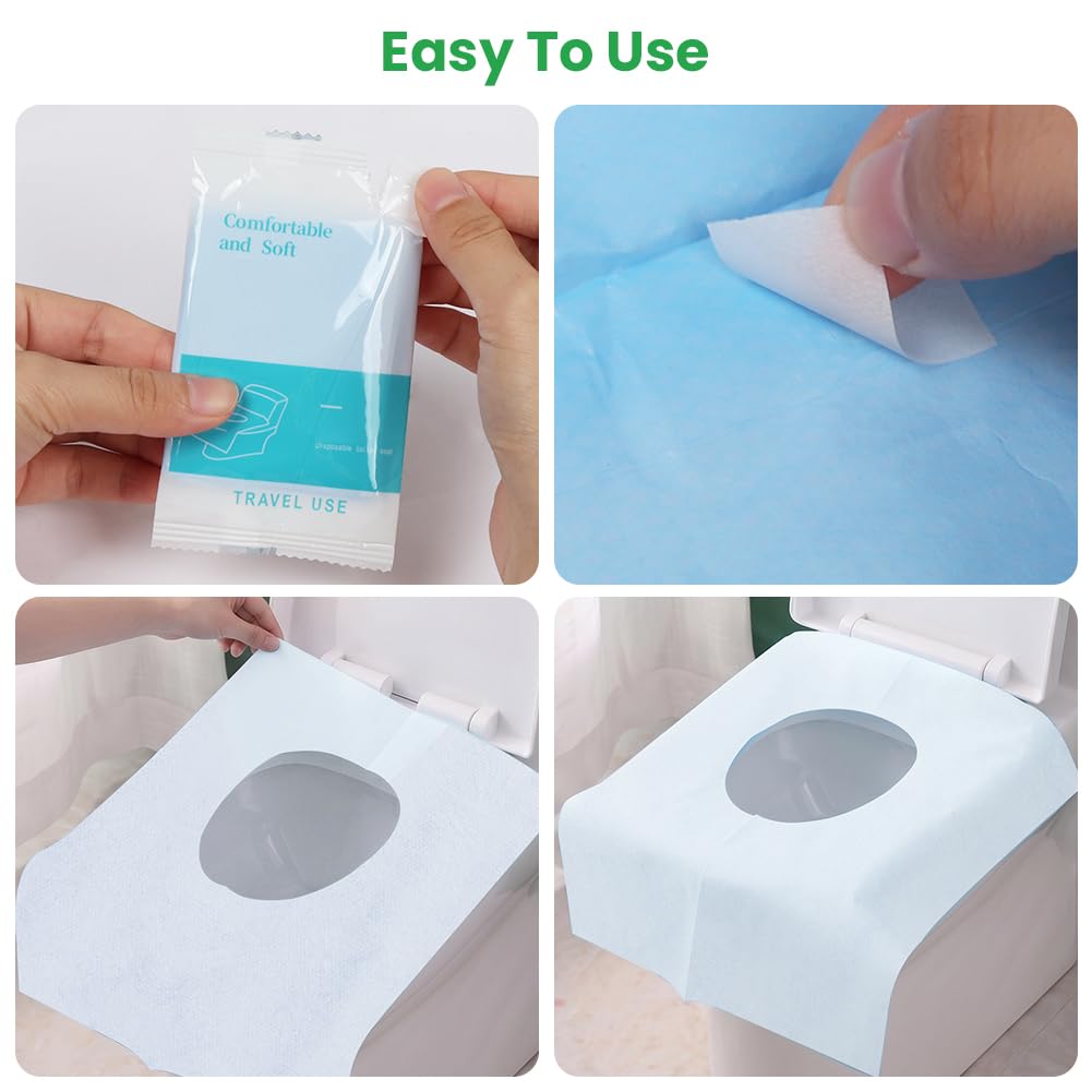 Detalle de OFFCUP Disposable Toilet Seat Covers, 54 Pack, Waterproof Antibacterial Travel Covers
