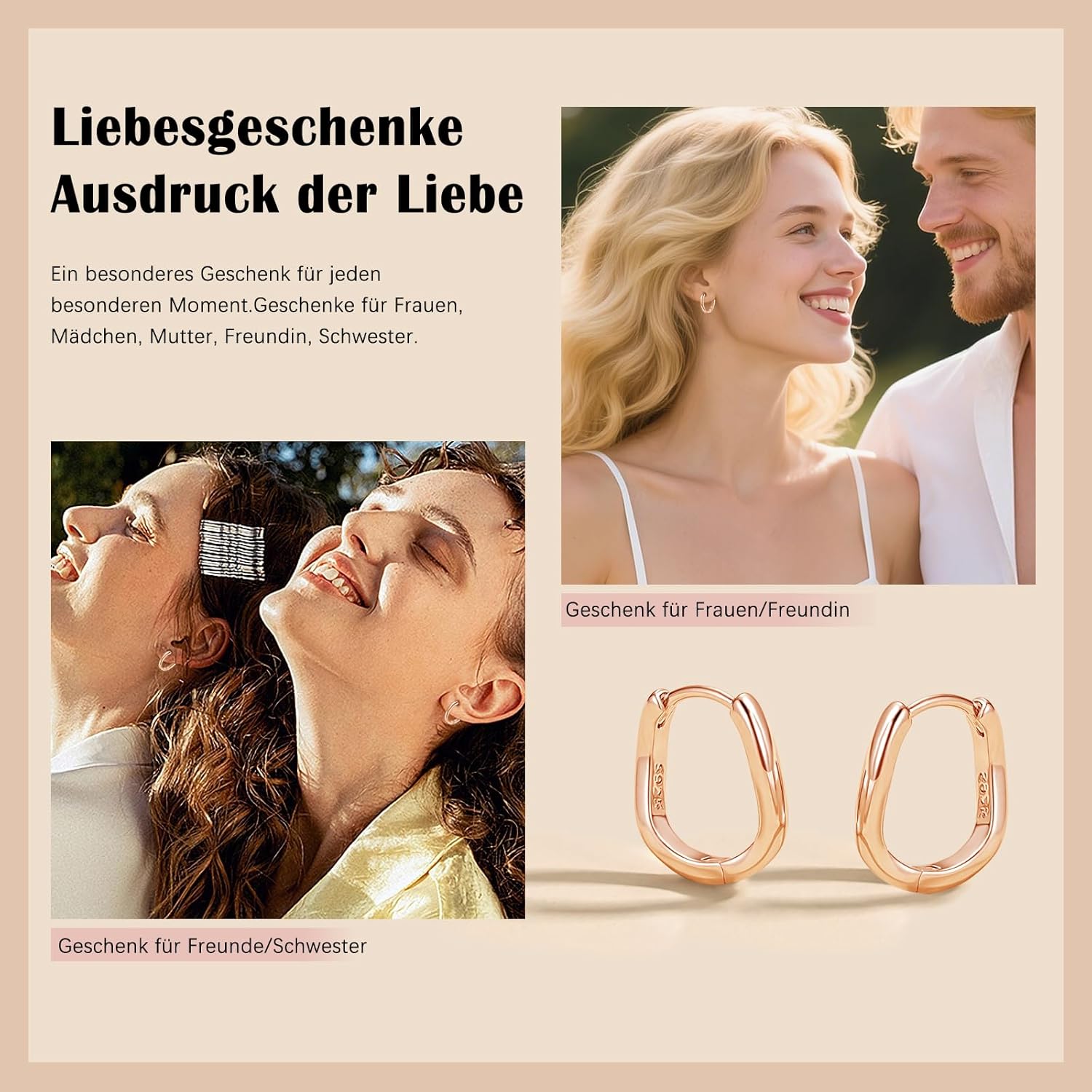Thumbnail 3 de Loutade Creolen aus 925 Sterling Silber klein mit ovalem Twist und Zirkonia