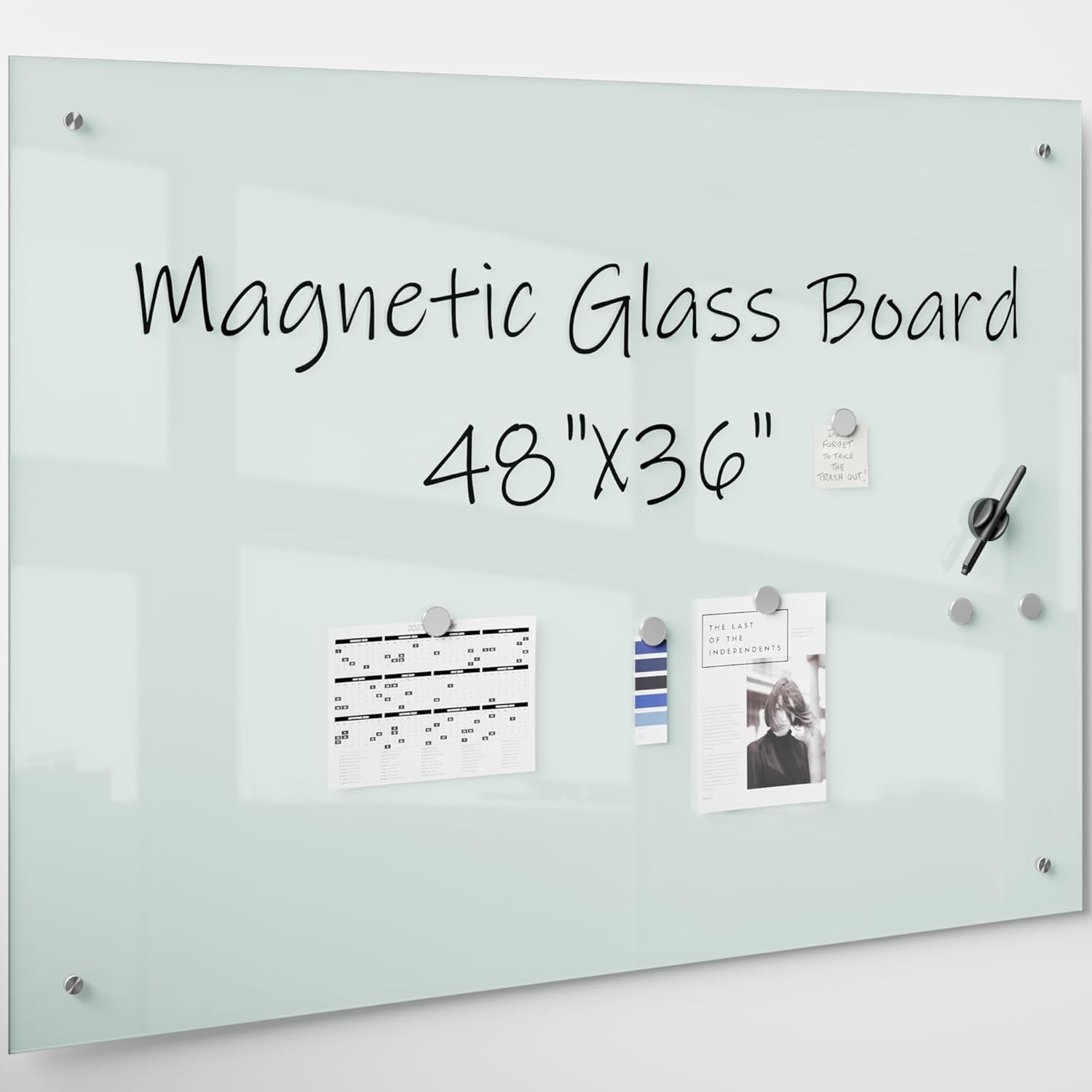 Detalle de R&G Magnetic Glass Whiteboard 48 x 36 in, Frameless Tempered Glass