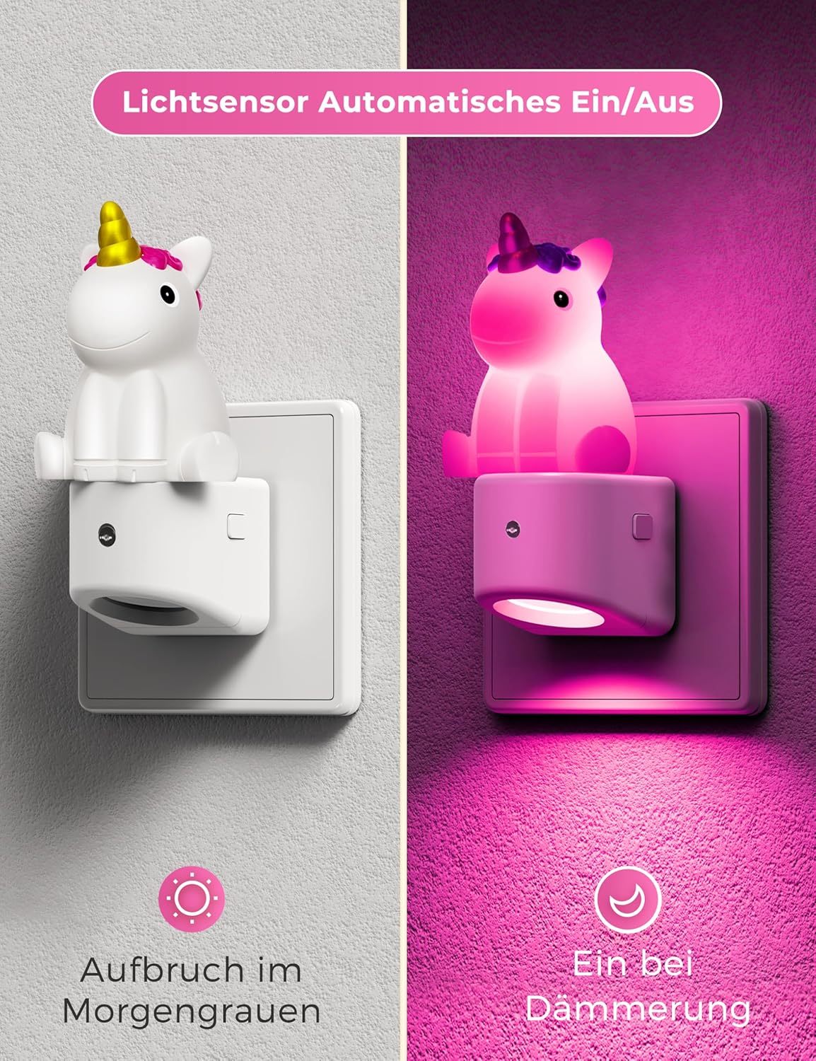 Detalle 2 de LOHAS-LED Nachtlicht Steckdose – 3D Cute Nachtlicht mit Dämmerungssensor, RGB & Warmweiß 3000K