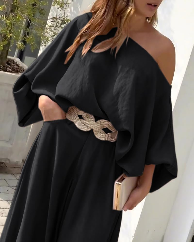 Thumbnail 4 de CHICME Women’s Summer Off-Shoulder Top and Wide-Leg Pants 2-Piece Set for Vacation & Travel